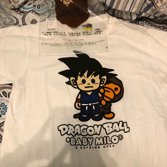 A bathing ape brand new x Dragon Ball Z baby milo shirt! With tags and bag!